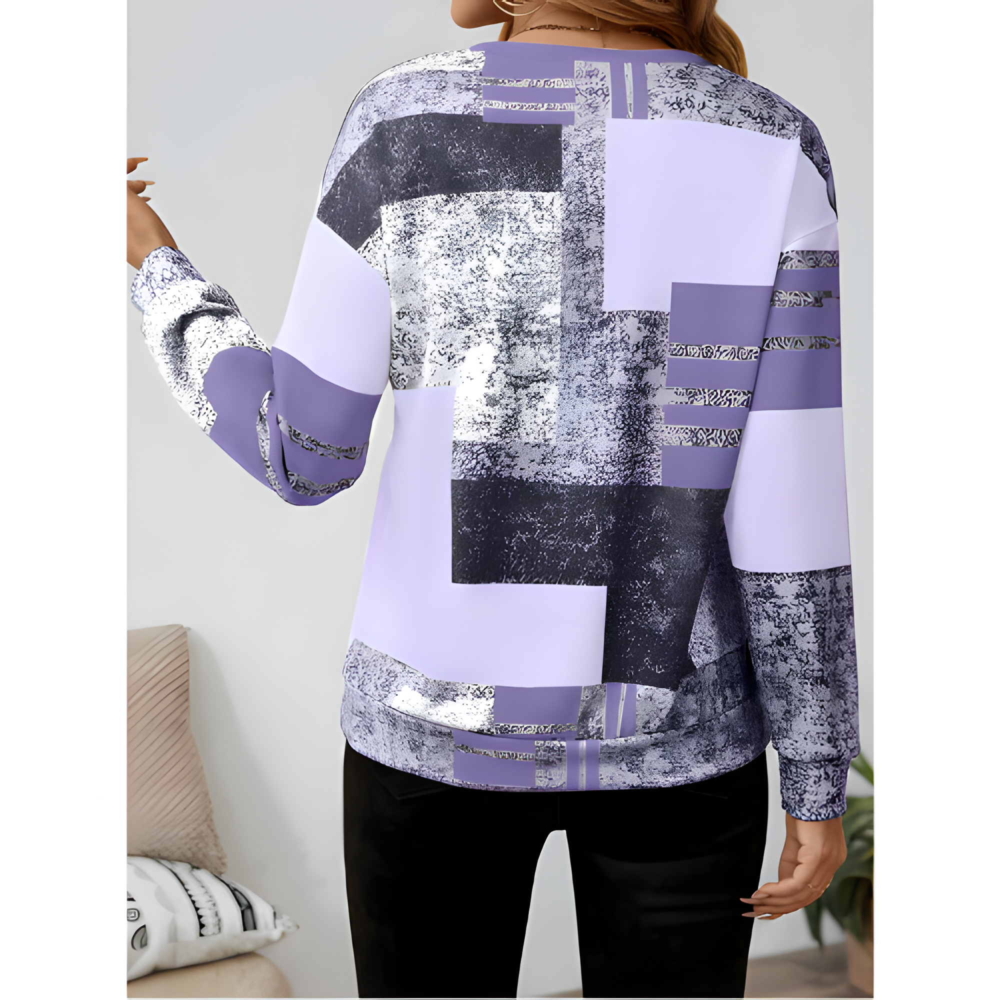 Women's Vintage Chic Geometric Zip Jumper | Winter