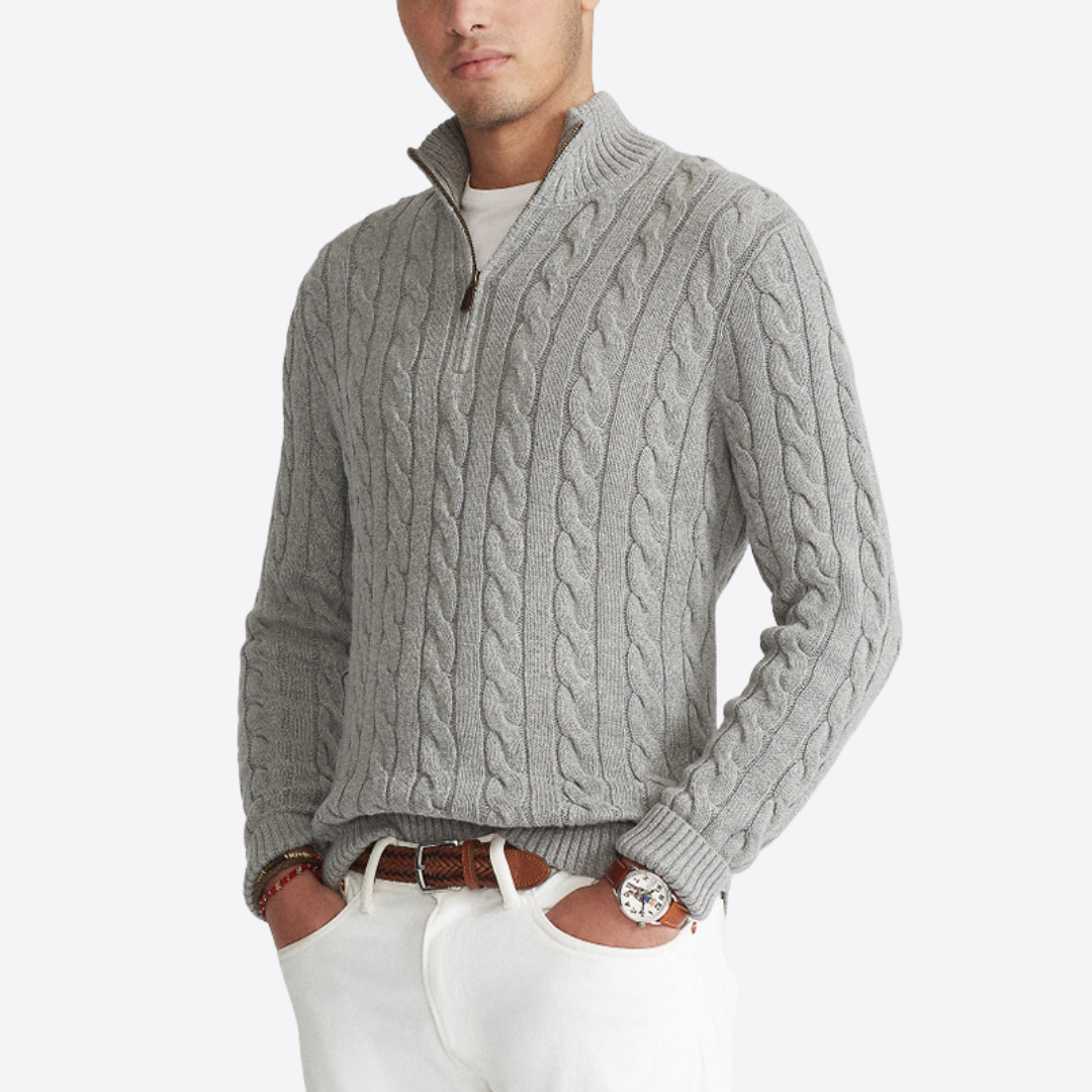 Quarter Zip Top | Men's Cable Knit Textured