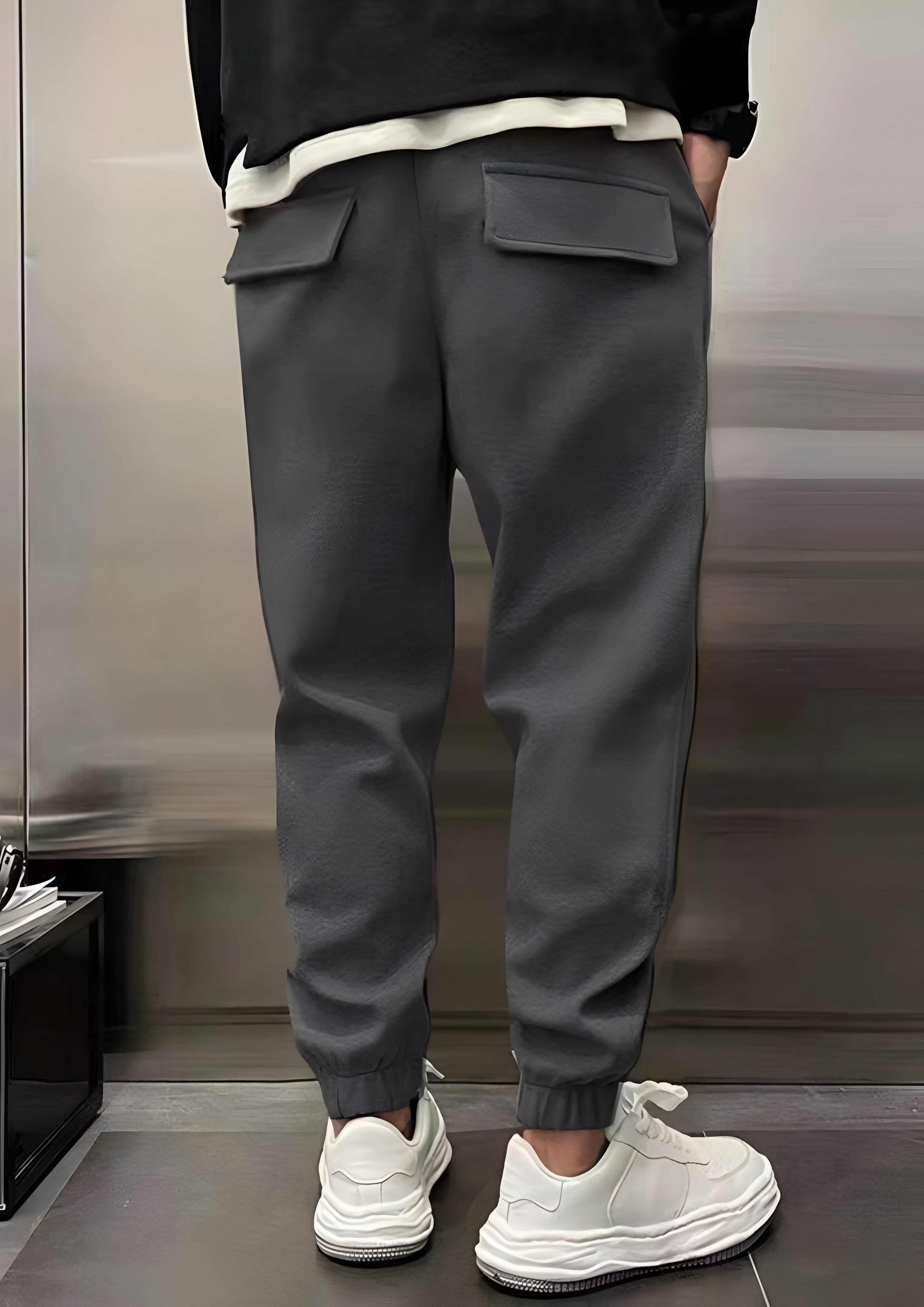 Elastic Waist Cargo Trousers | Men's Loose Fit