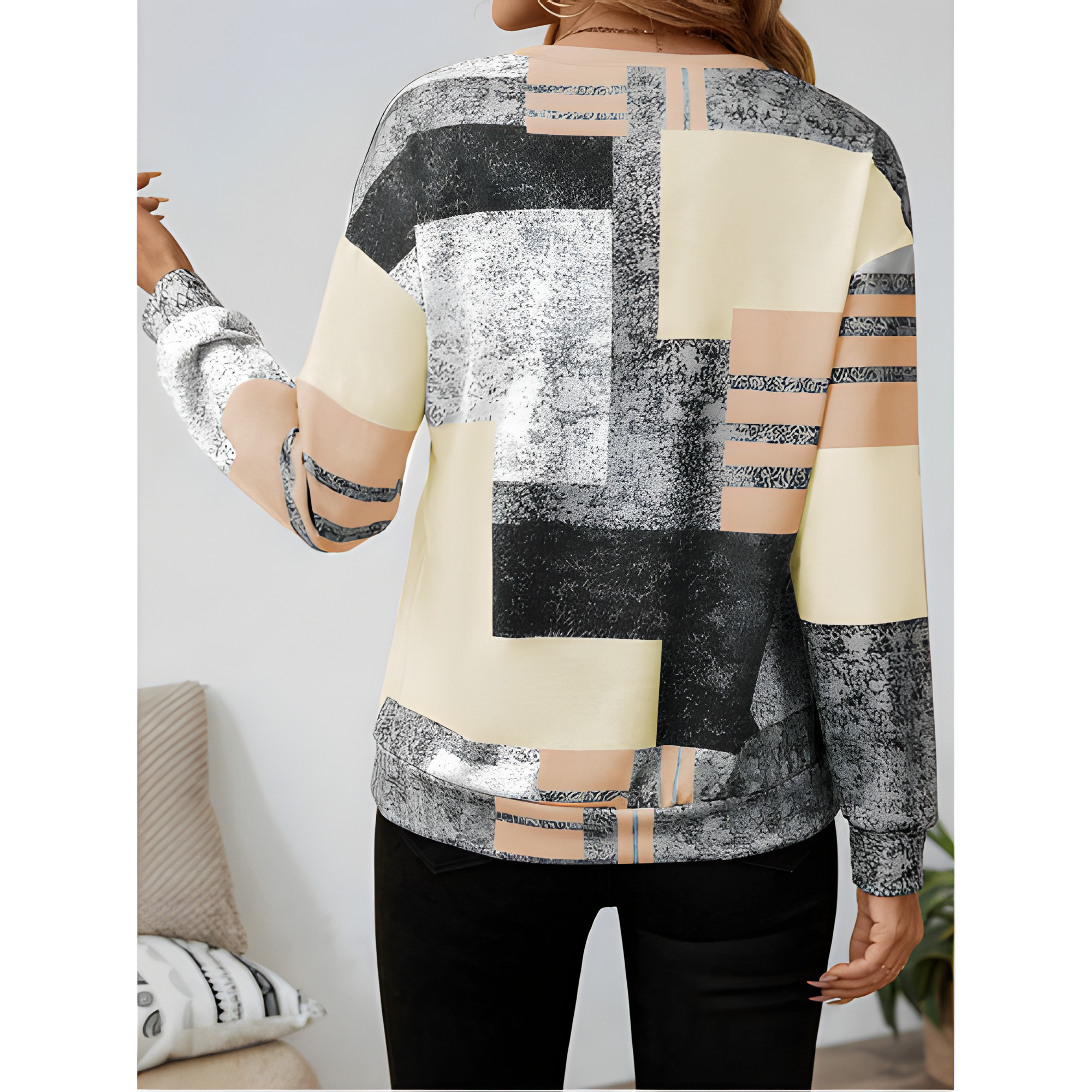 Women's Vintage Chic Geometric Zip Jumper | Winter