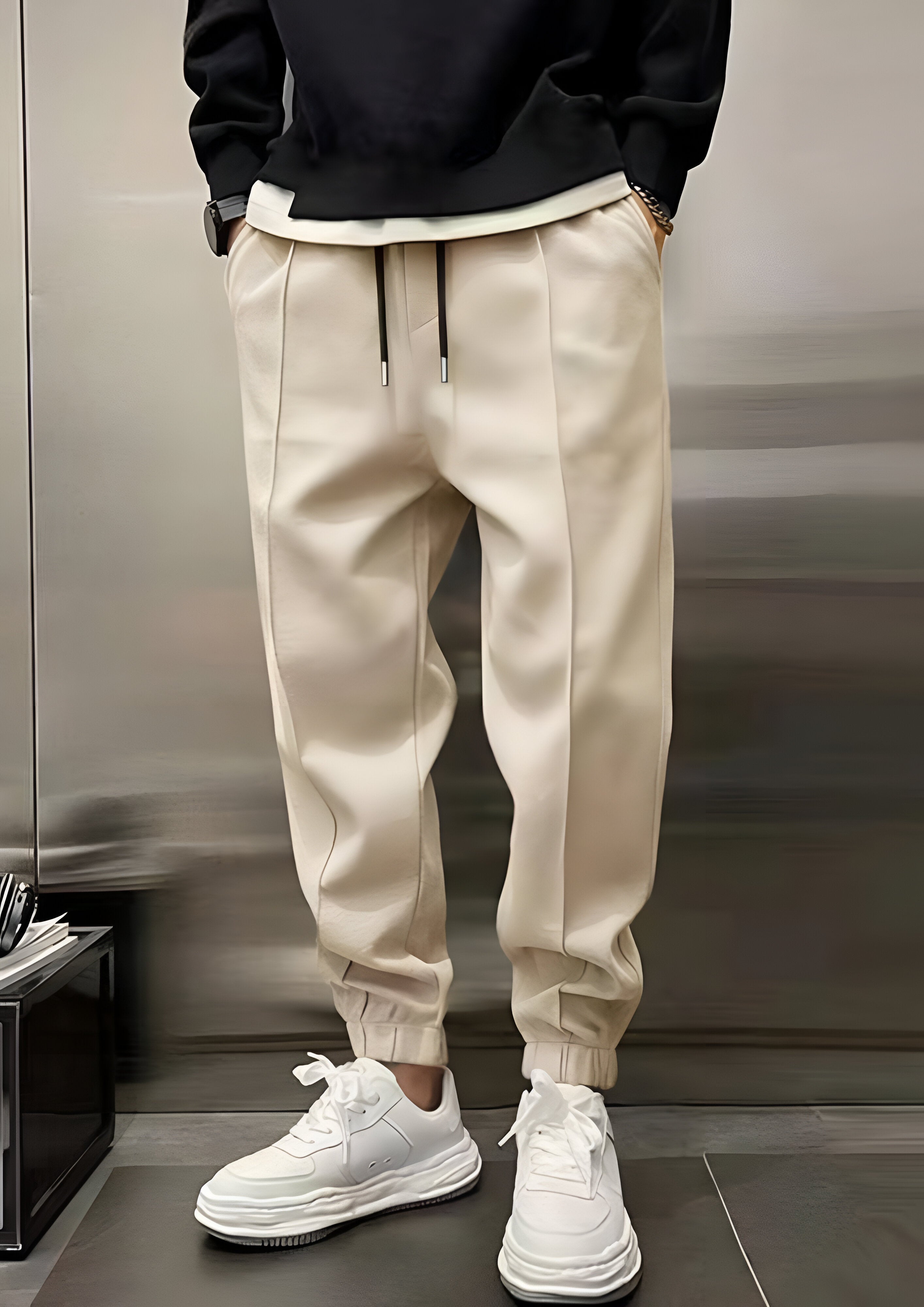 Elastic Waist Cargo Trousers | Men's Loose Fit