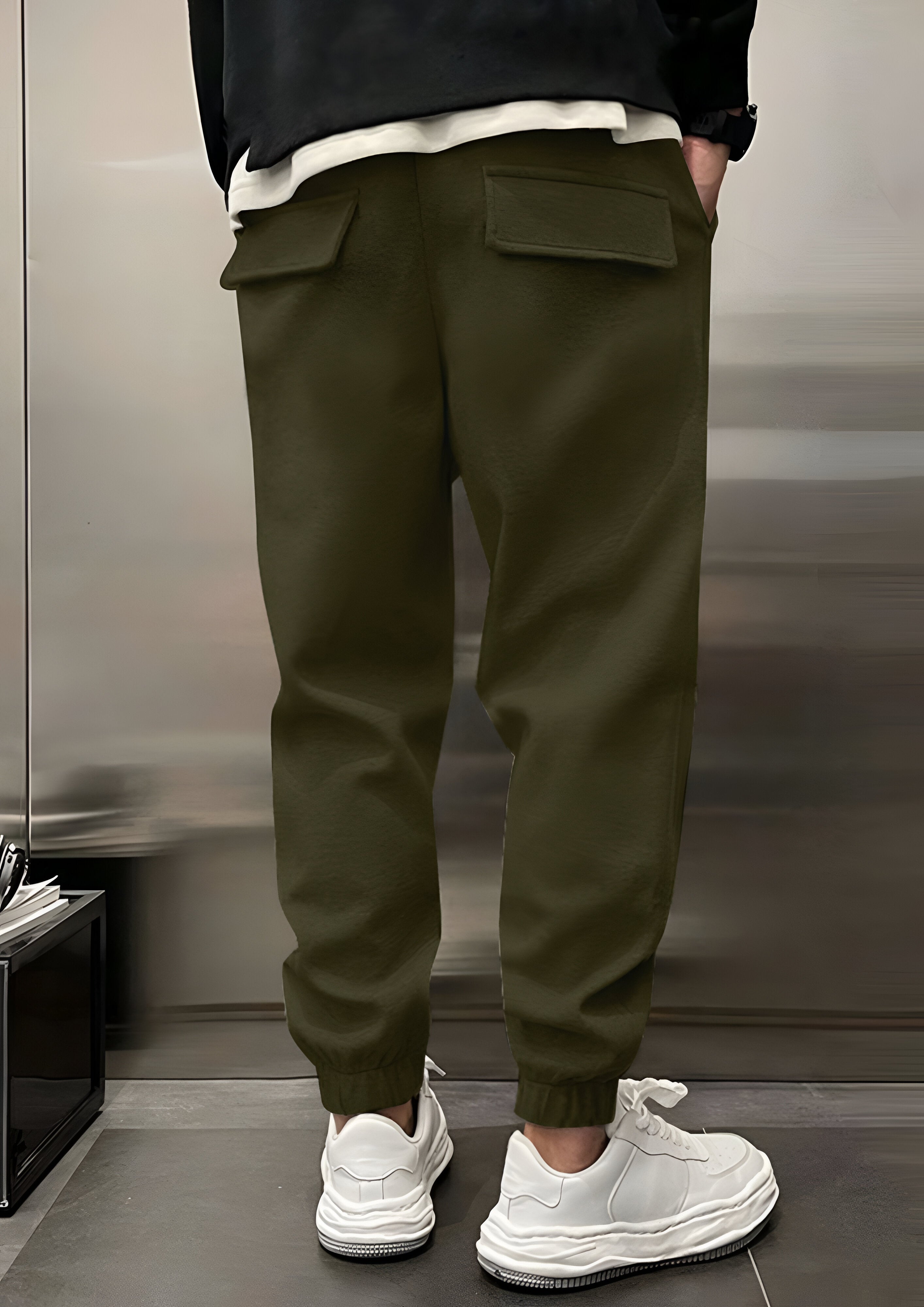 Elastic Waist Cargo Trousers | Men's Loose Fit