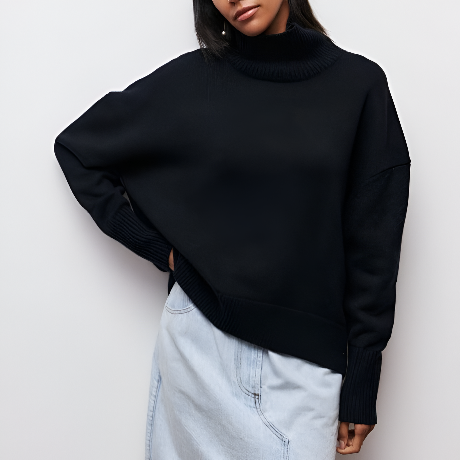 Oversized Jumper | Women's Winter Mock Neck