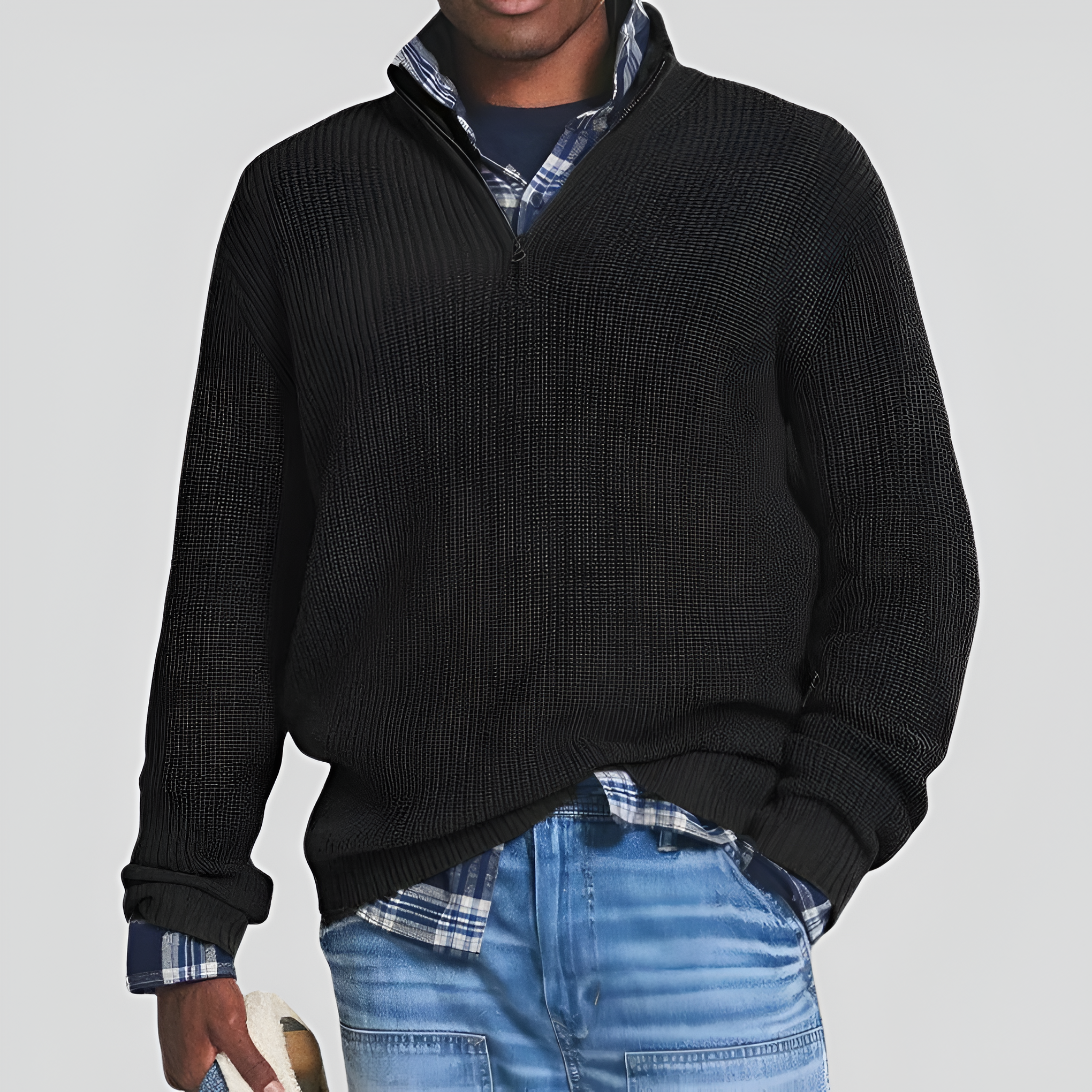 Ribbed Pullover Jumper | Men’s Winter Quarter Zip