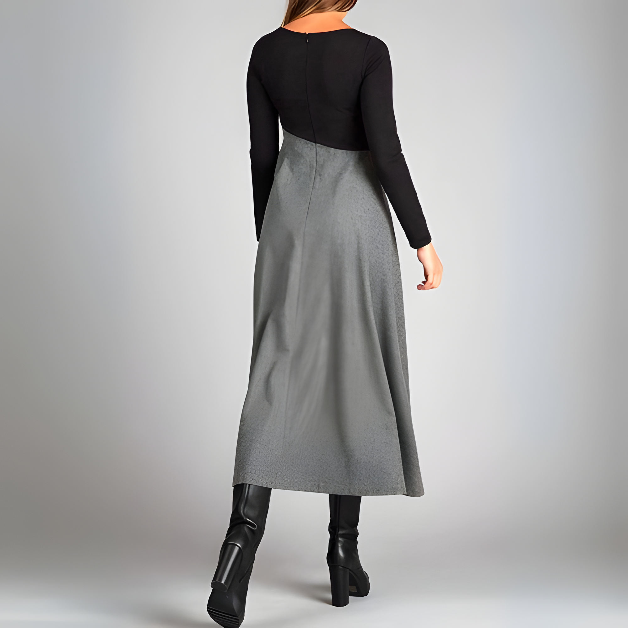 Women's Colorblock Long Sleeve Midi Dress | Winter