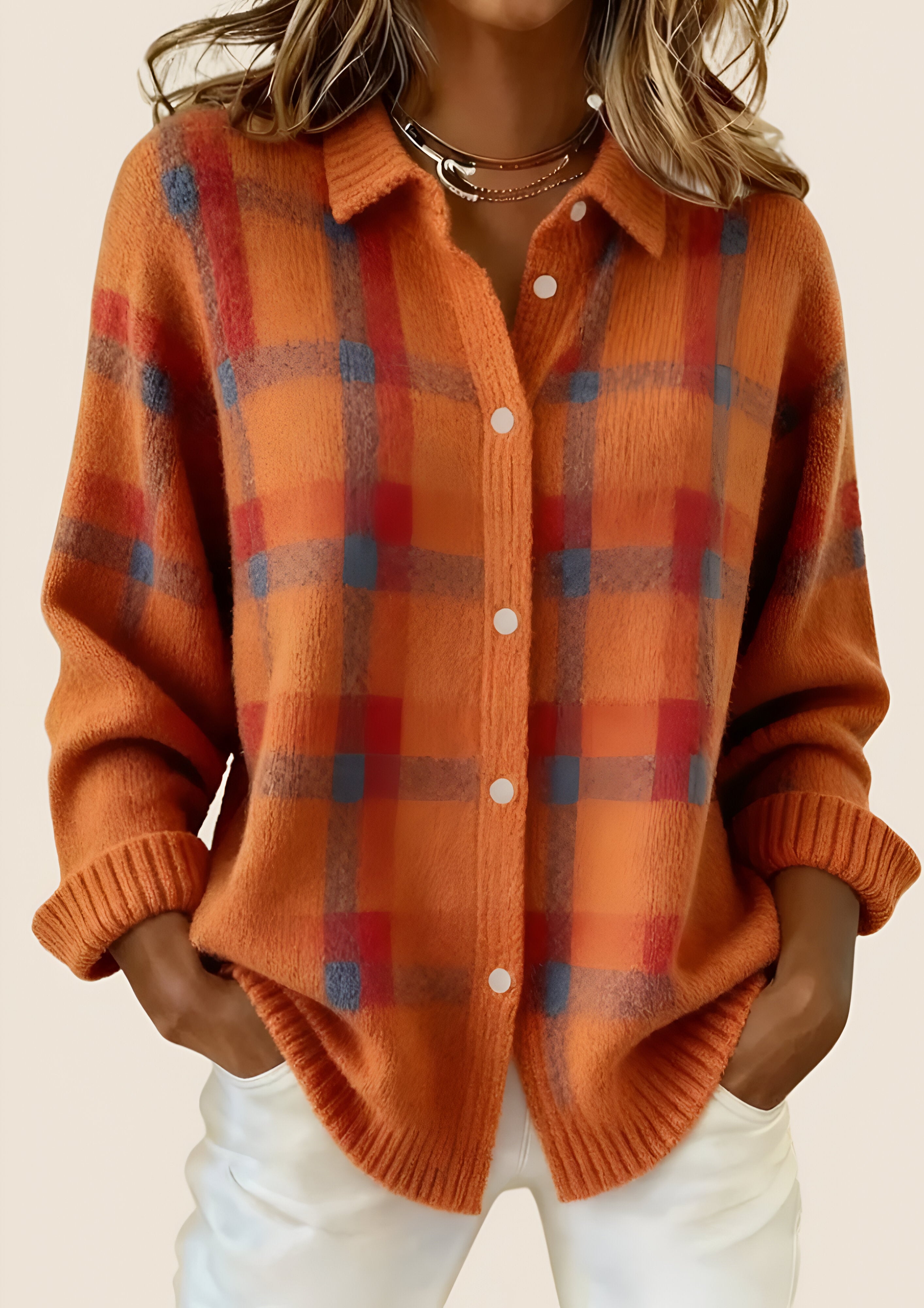 Women's Retro Checkered Cardigan | Relaxed Smart Casual