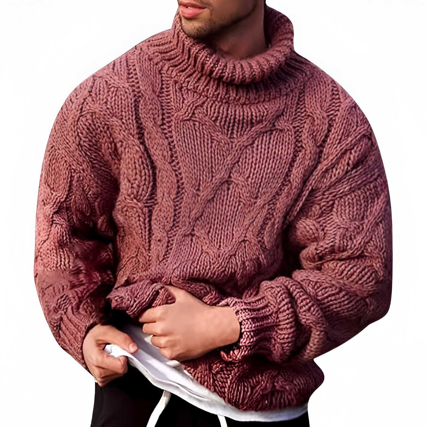 Turtleneck Jumper | Men's Winter Cable Knit