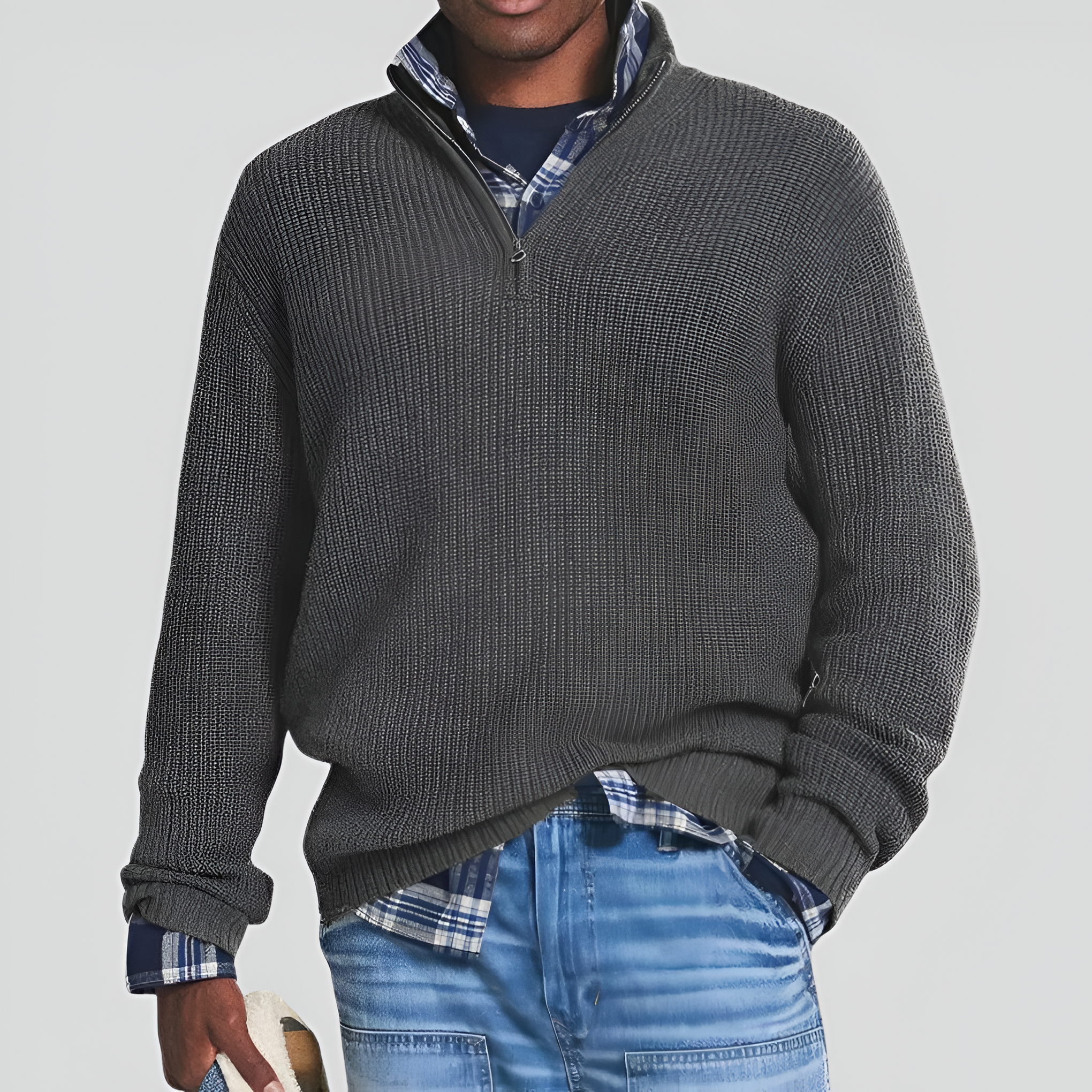 Ribbed Pullover Jumper | Men’s Winter Quarter Zip