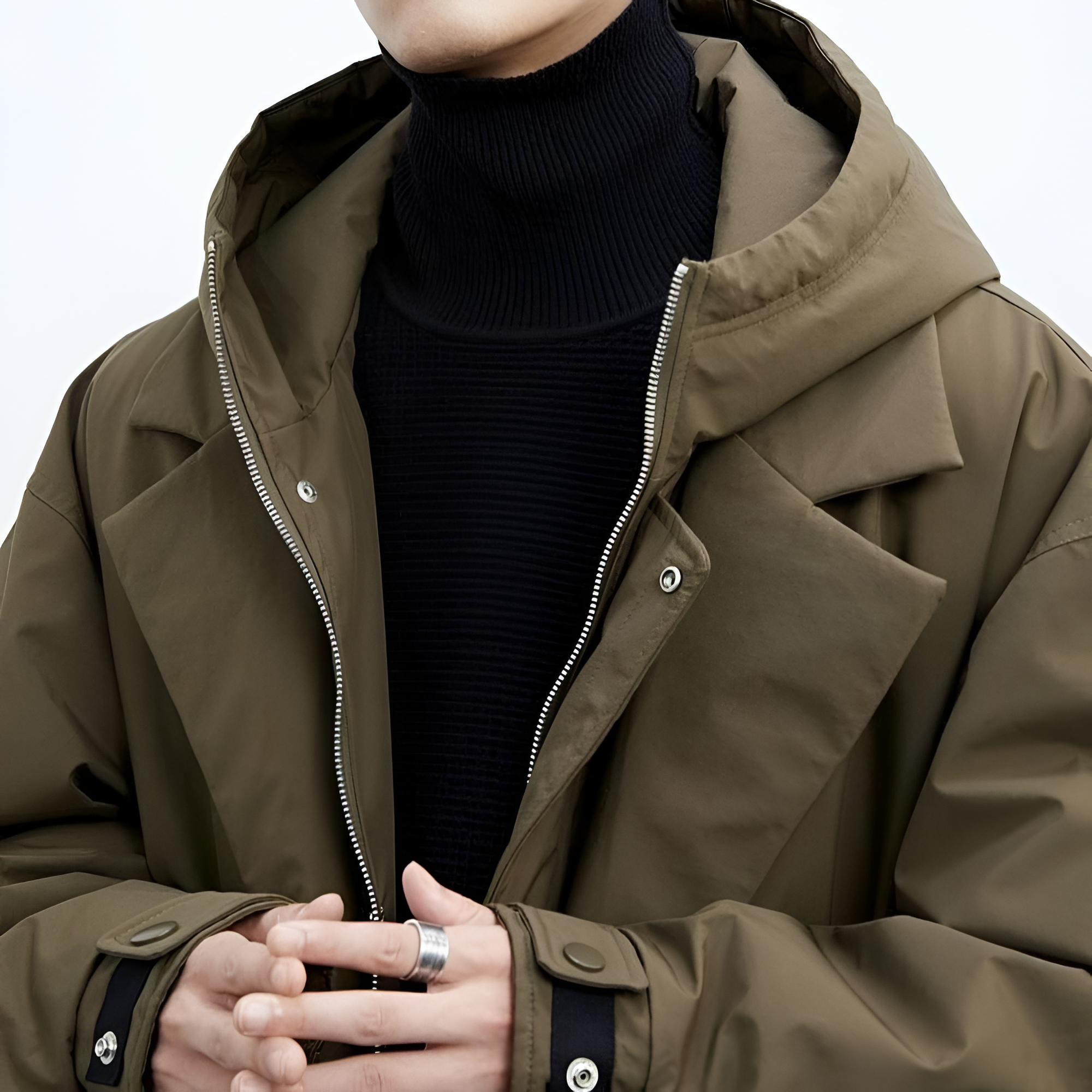 Full-Zip Hooded Overcoat | Men's Winter Lightweight