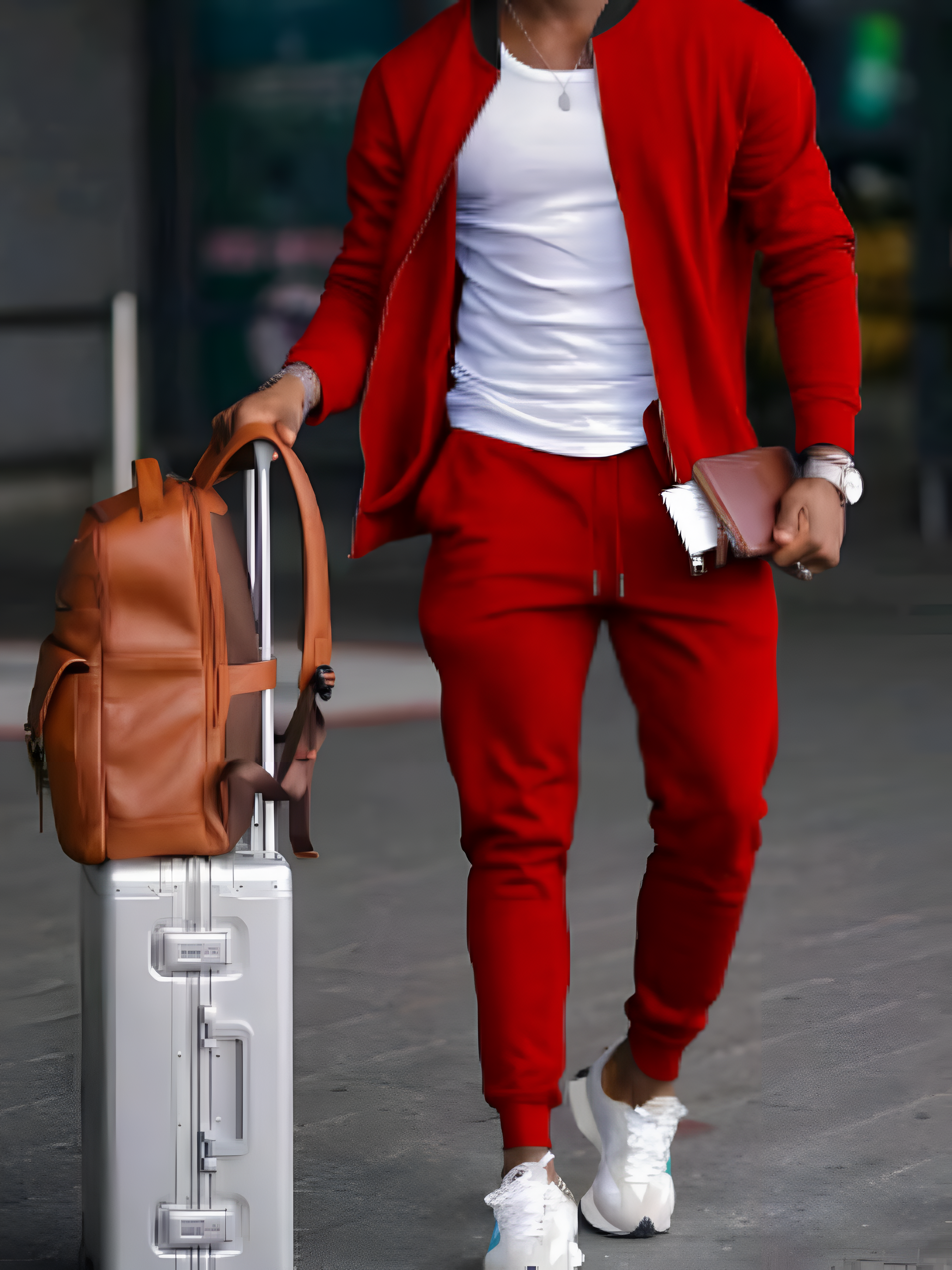 Sporty Tracksuit Set | Men's Full-Zip Jacket Drawstring Trousers