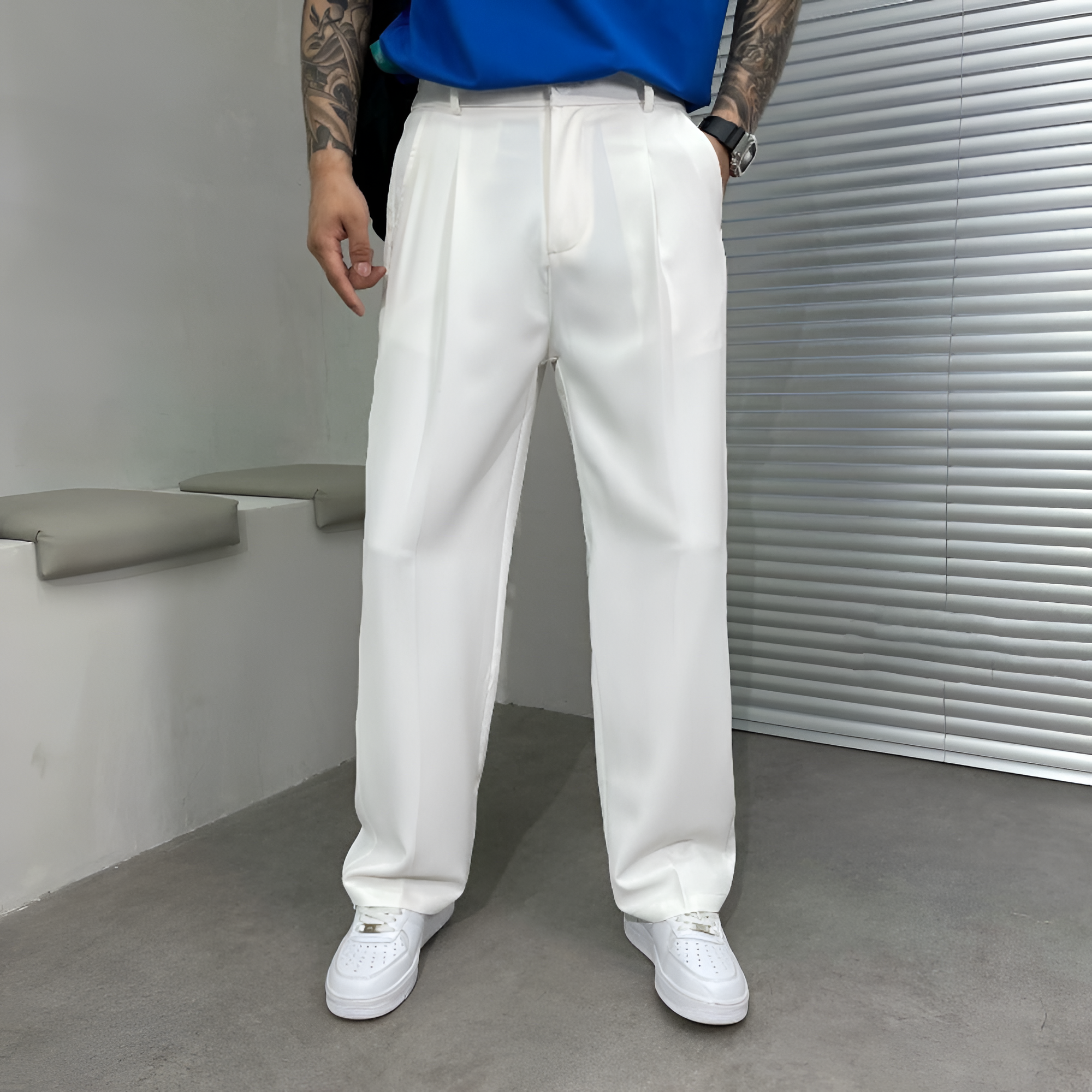 Pleated Trousers | Men's Casual Wide-Leg