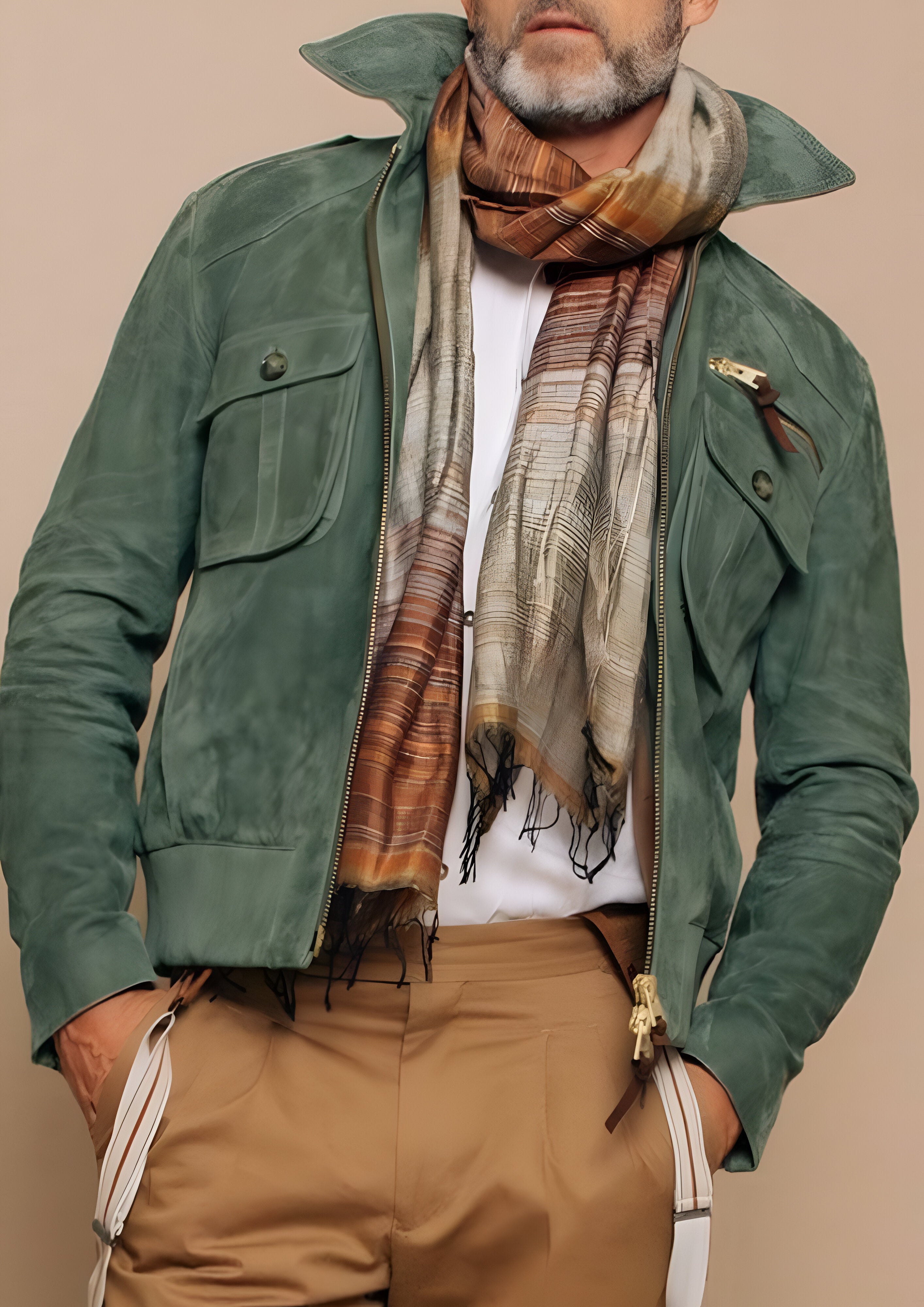 Retro Lapel Zipper Jacket | Men's Suede