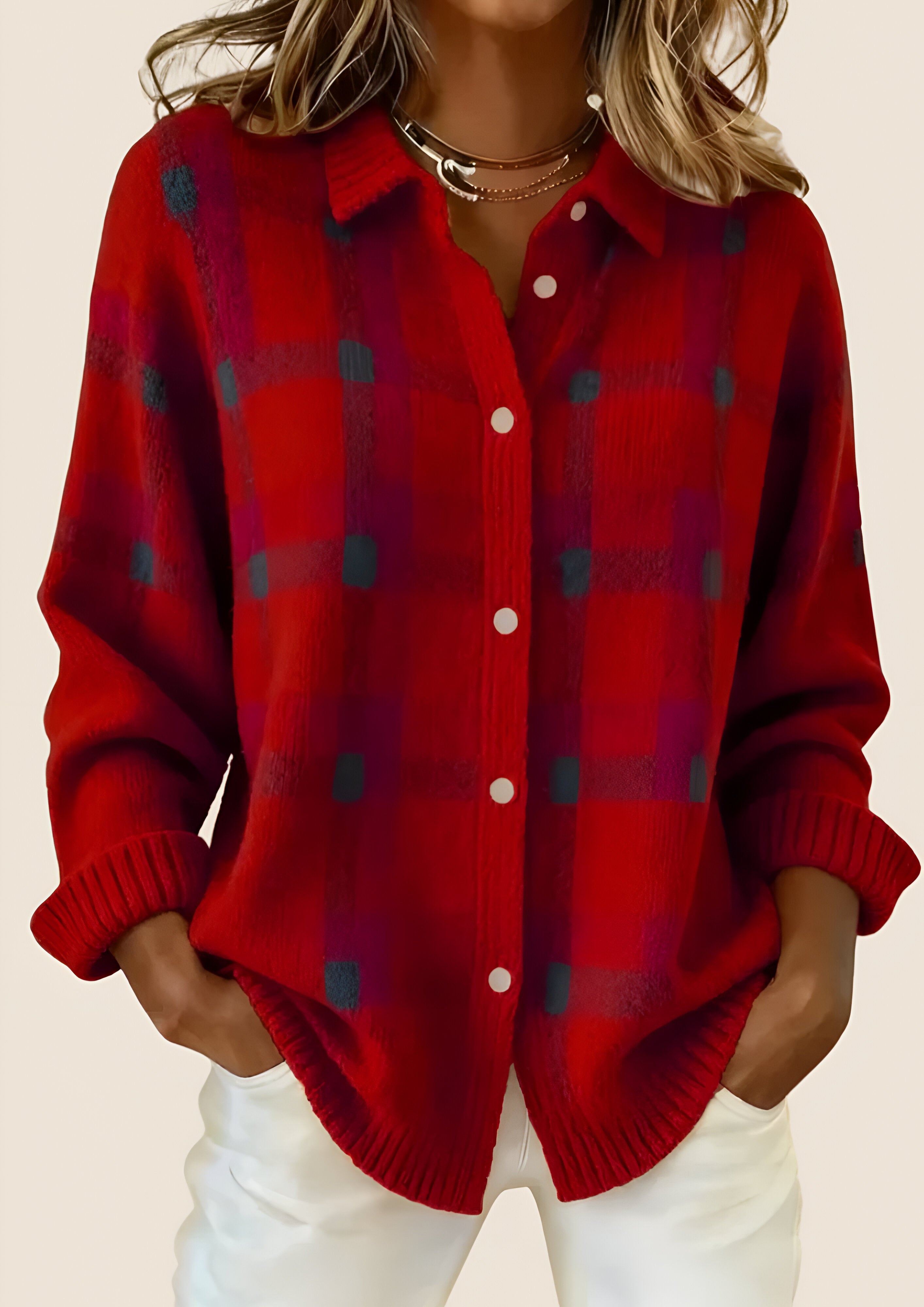 Women's Retro Checkered Cardigan | Relaxed Smart Casual