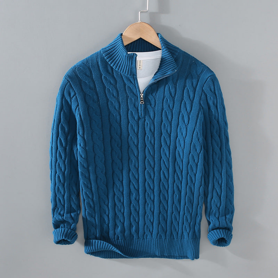 Quarter Zip Top | Men's Cable Knit Textured