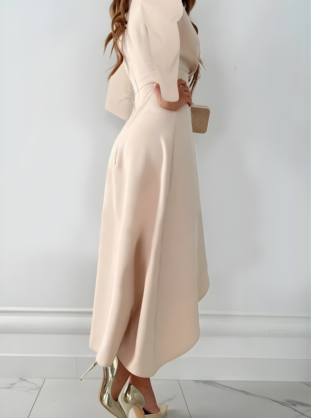 Women’s Summer Wrap Neck Midi Dress | Asymmetrical Hem