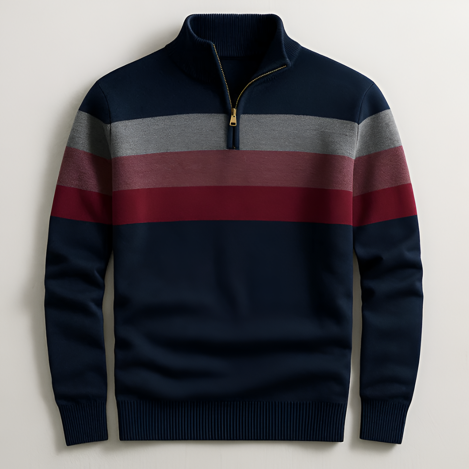 Quarter Zip Striped Jumper | Men's Winter Pullover