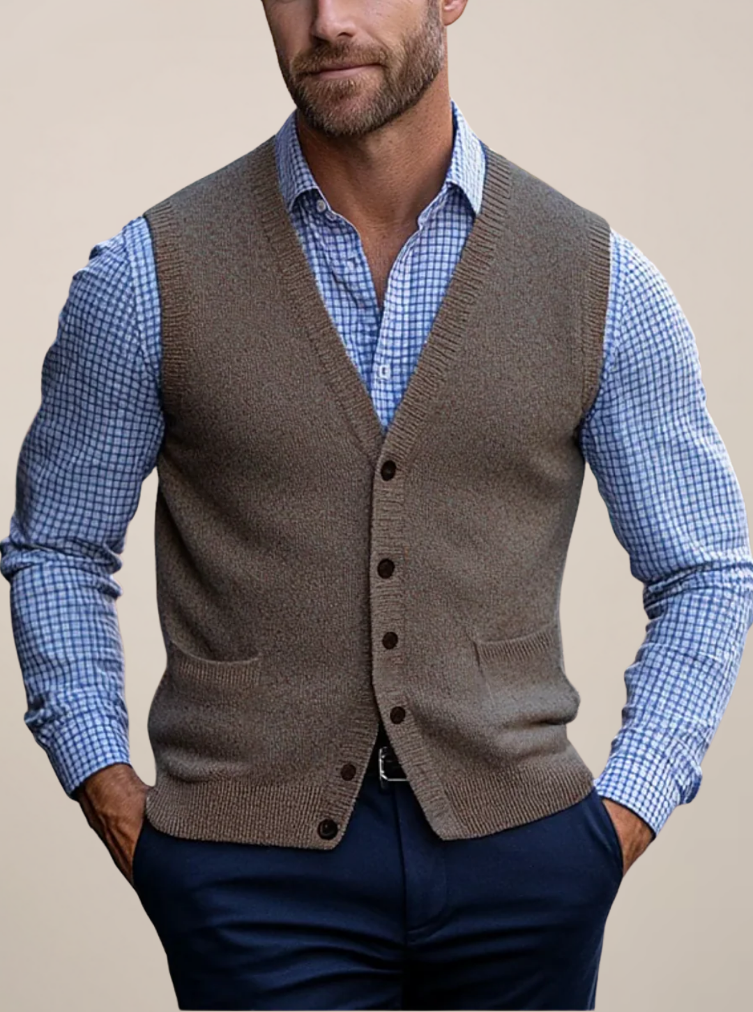 Men’s Summer V-Neck Sleeveless Vest | Button-Front