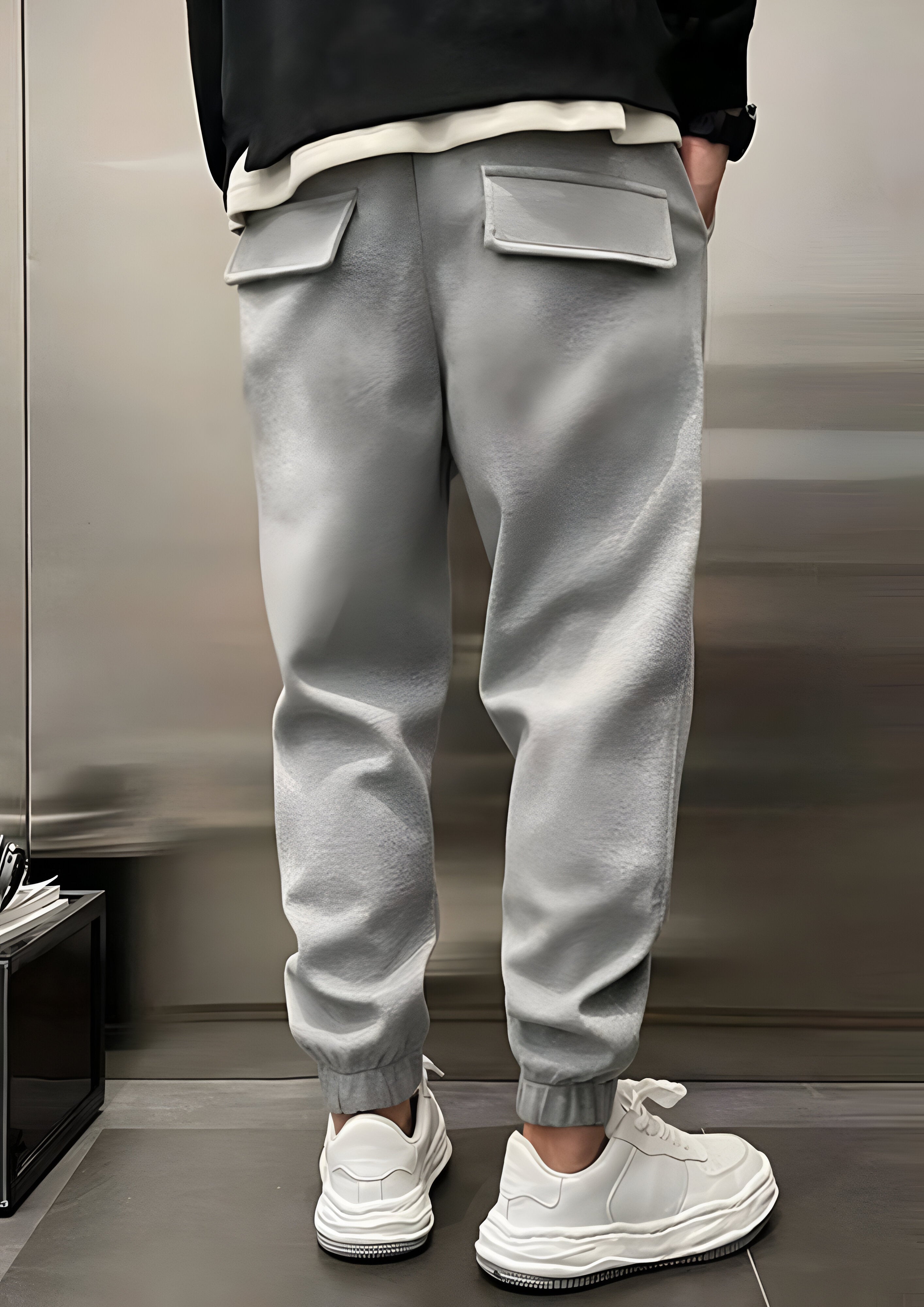 Elastic Waist Cargo Trousers | Men's Loose Fit
