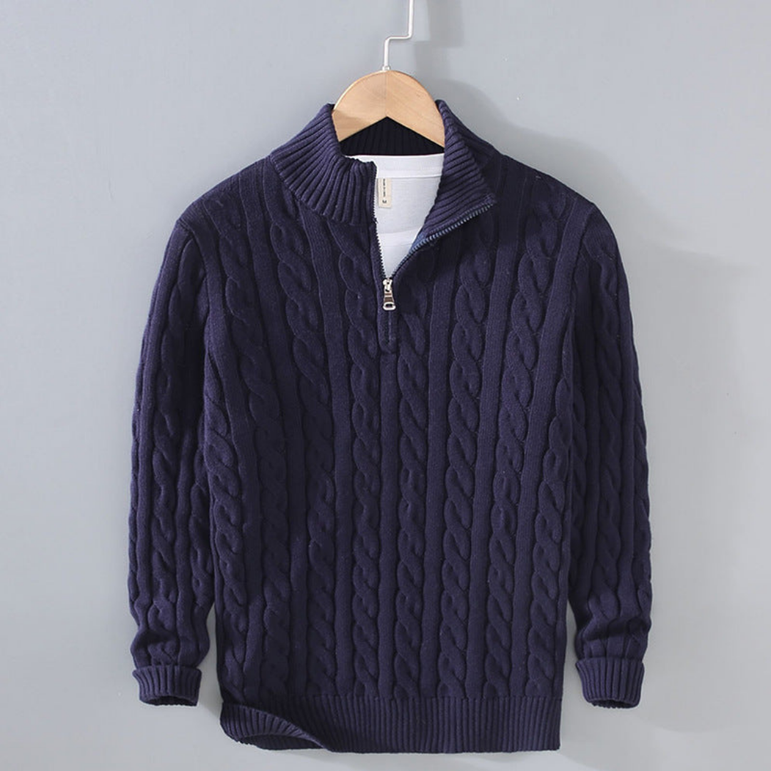 Quarter Zip Top | Men's Cable Knit Textured