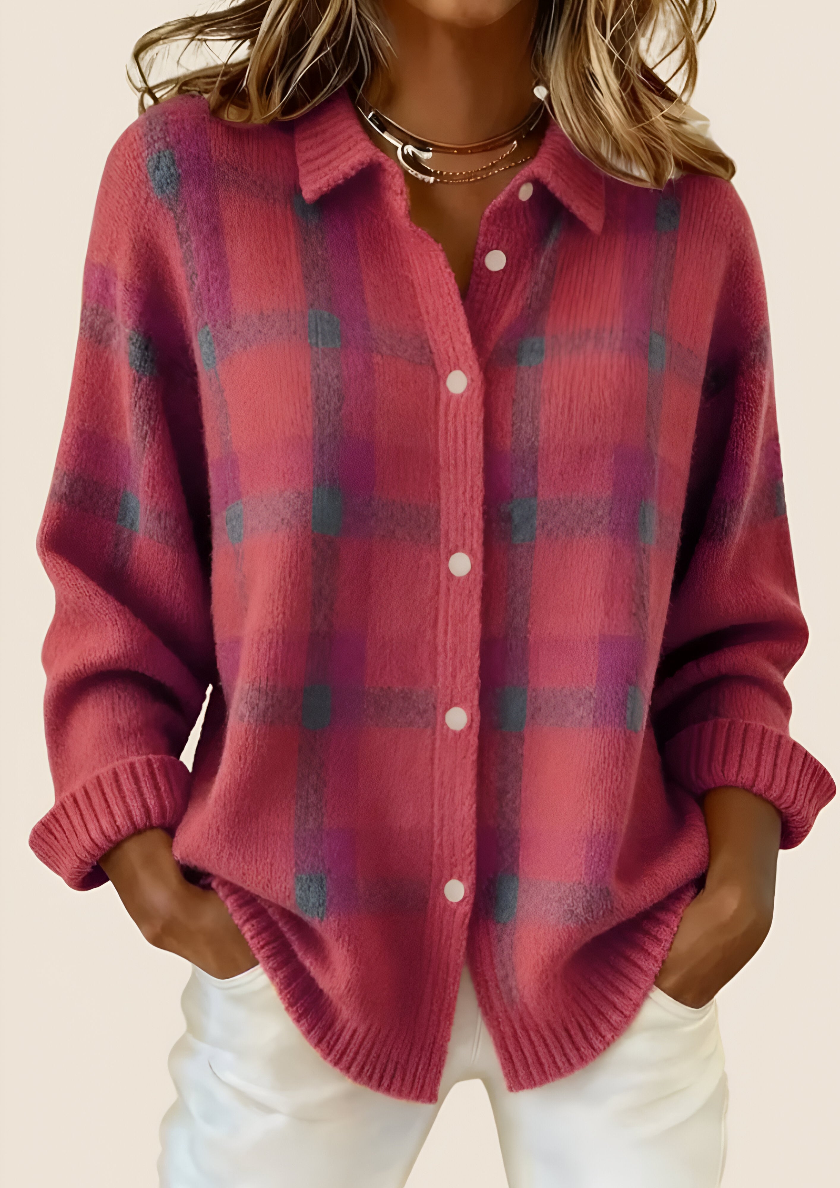 Women's Retro Checkered Cardigan | Relaxed Smart Casual