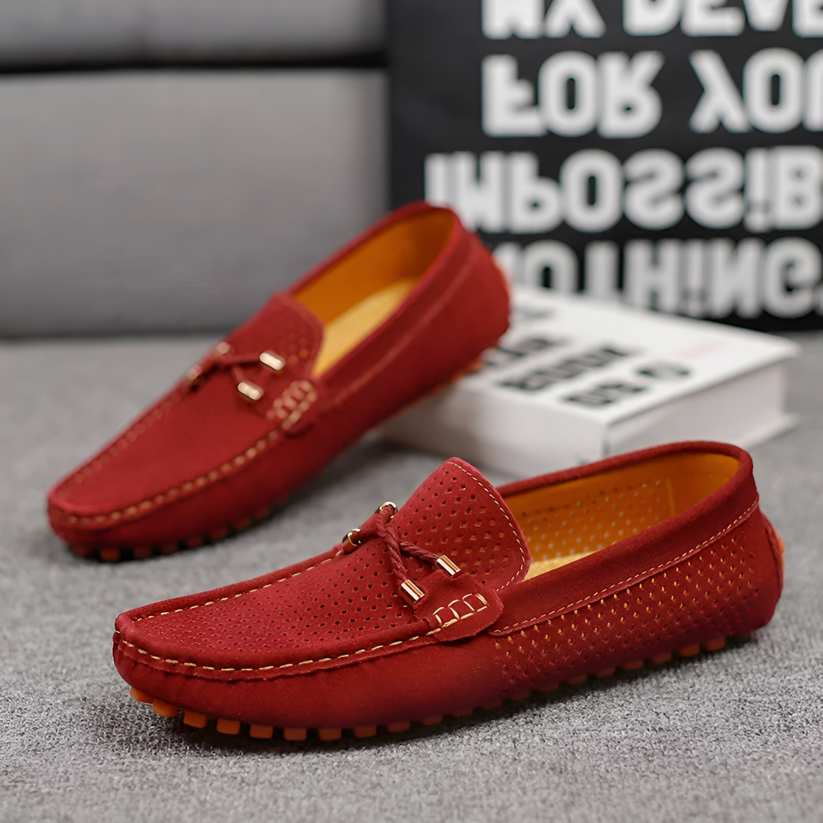 Men's Flat Shoes | Perforated Leather Casual