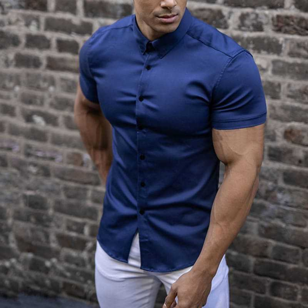 Short Sleeve Shirt | Men's Fitted Button-Front