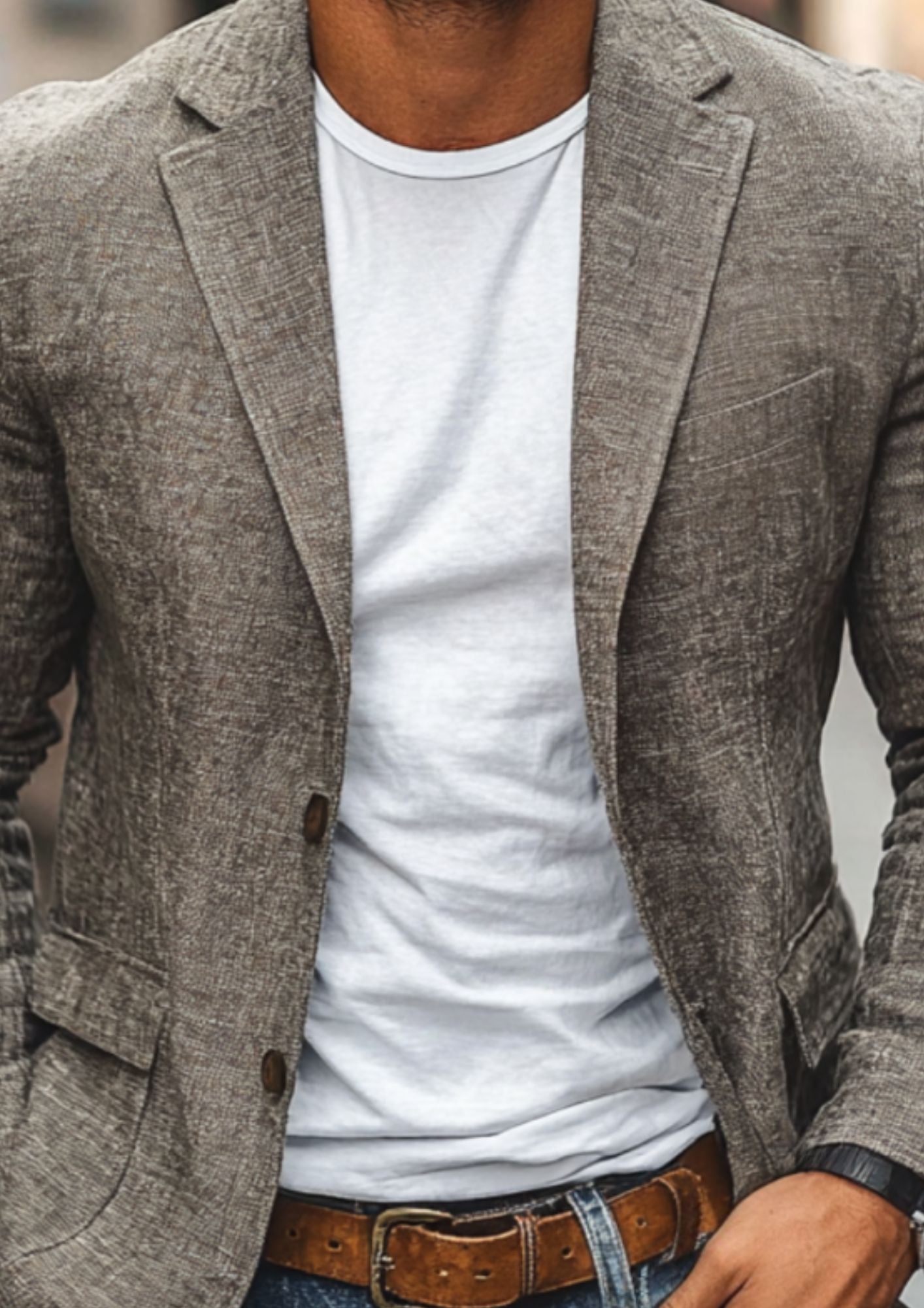 Notch Lapel Single-breasted Blazer | Men's Slim-fit