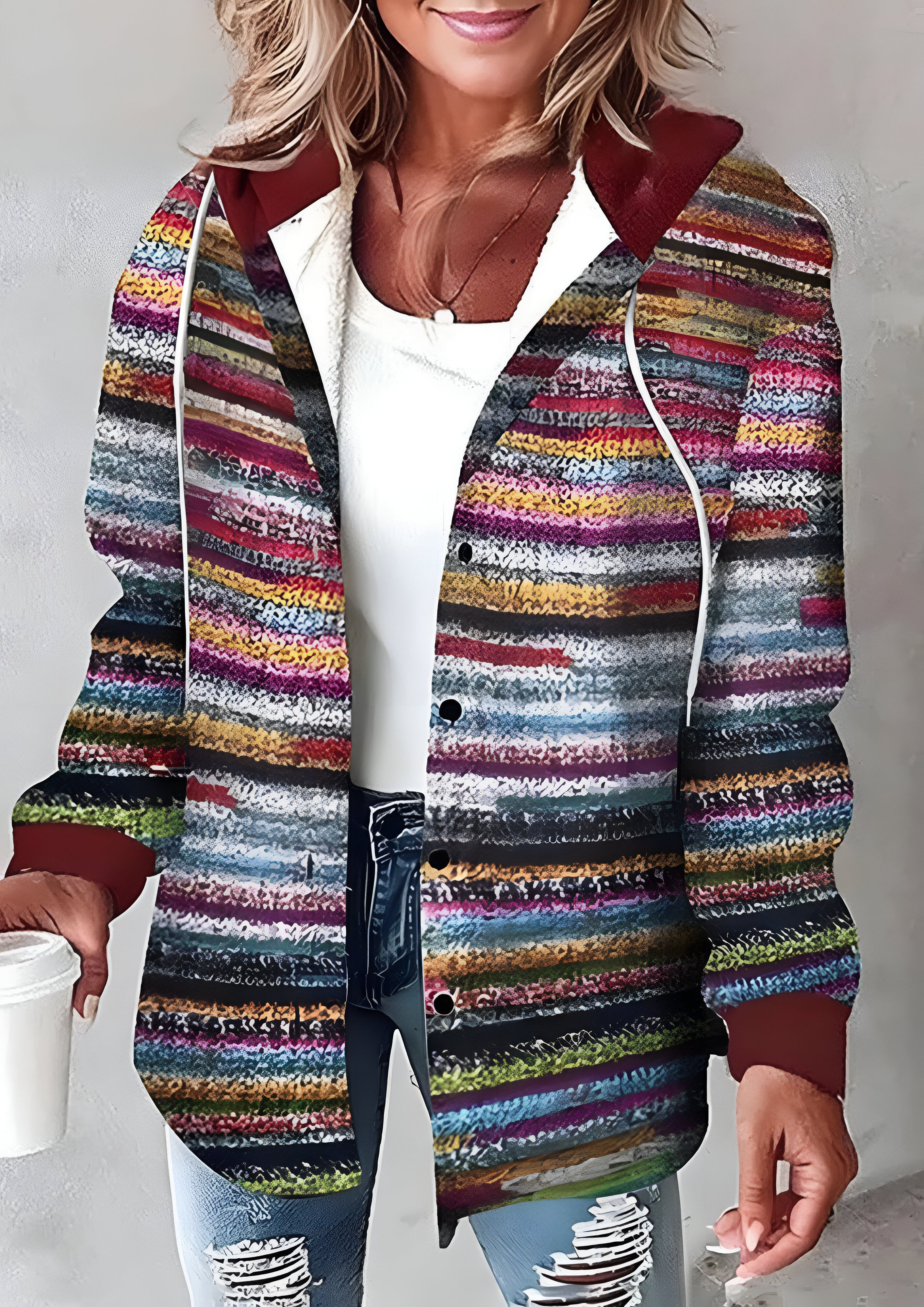 Plaid Button-Up Shirt Jacket | Women's Hoodie