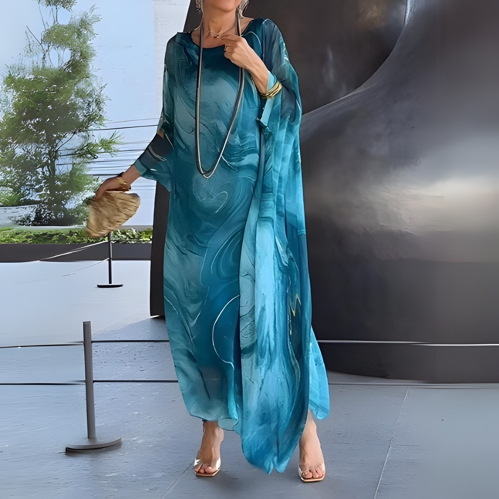 Women's Kaftan Dress with Sheer Style | Summer