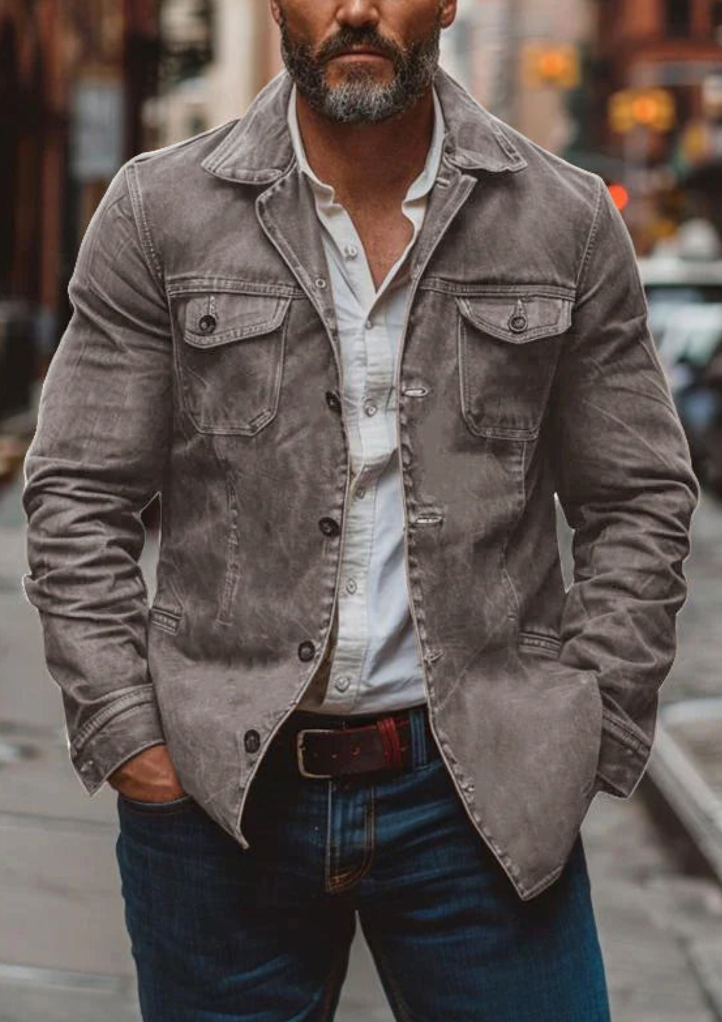 Vintage Trucker Jacket | Men's Multi-Pocket