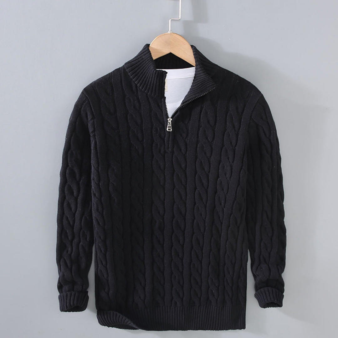 Quarter Zip Top | Men's Cable Knit Textured