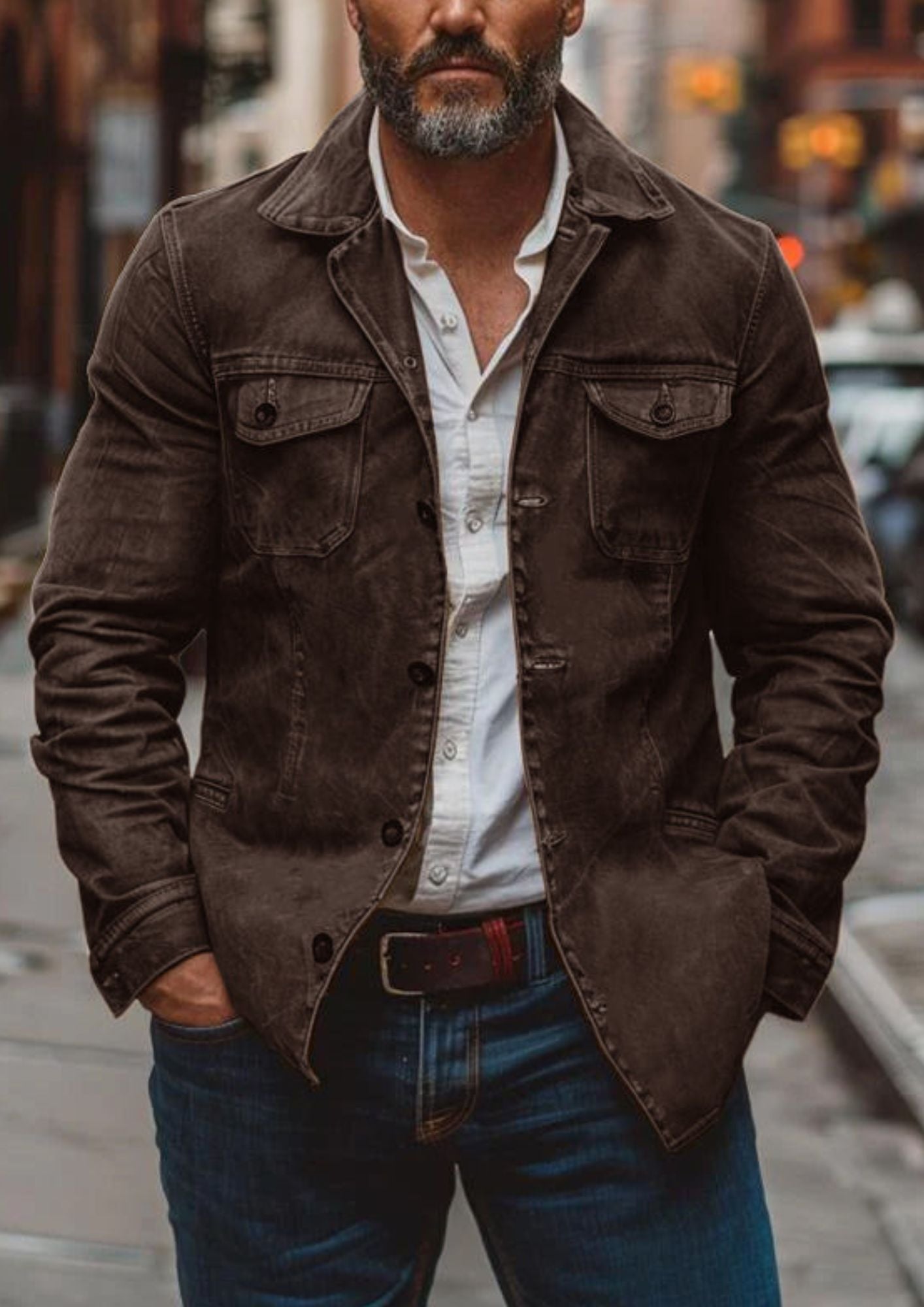 Vintage Trucker Jacket | Men's Multi-Pocket