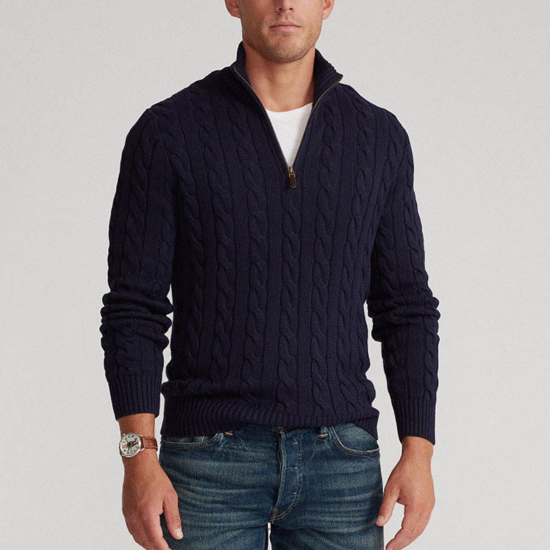Quarter Zip Top | Men's Cable Knit Textured