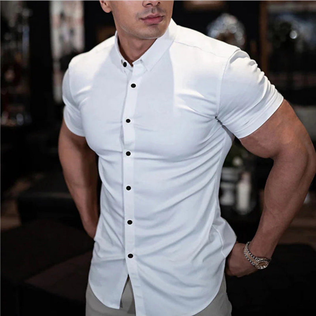 Short Sleeve Shirt | Men's Fitted Button-Front