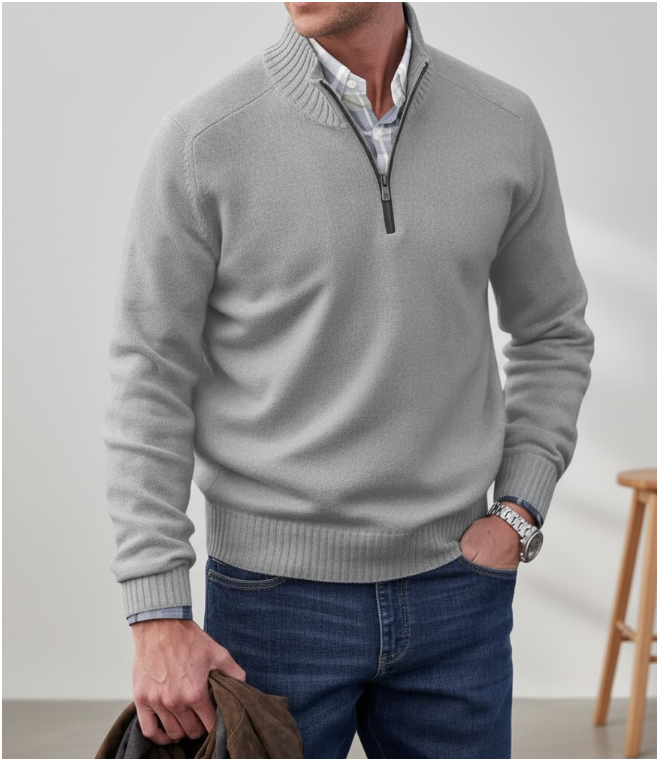 Men's Quarter Zip Knit Jumper | Long Sleeve