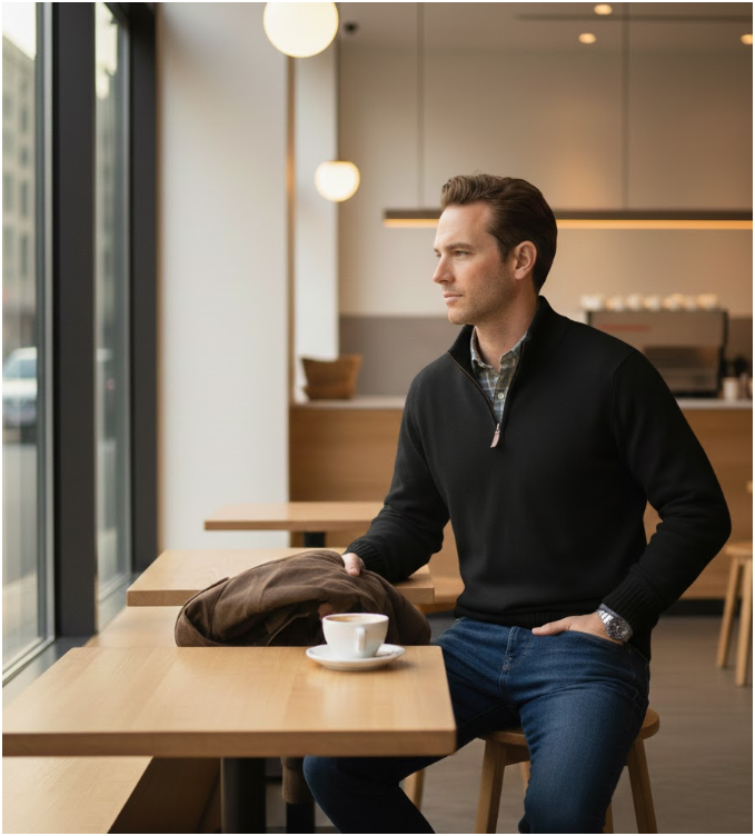 Men's Quarter Zip Knit Jumper | Long Sleeve