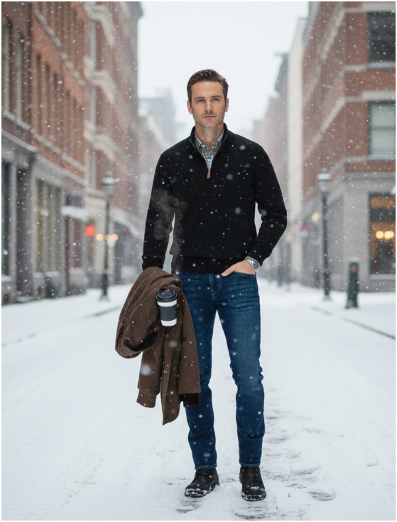 Men's Quarter Zip Knit Jumper | Long Sleeve