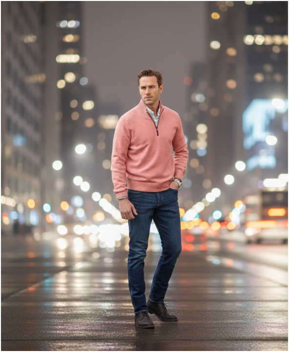 Men's Quarter Zip Knit Jumper | Long Sleeve