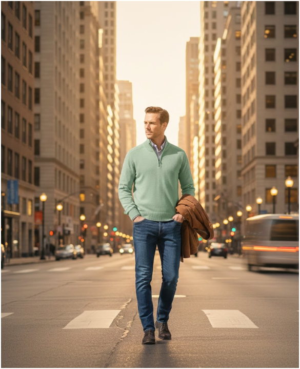 Men's Quarter Zip Knit Jumper | Long Sleeve