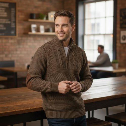 Men's Heritage Pattern Sweater l Quarter Zip