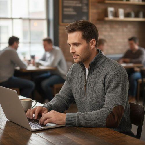 Men's Heritage Pattern Sweater l Quarter Zip