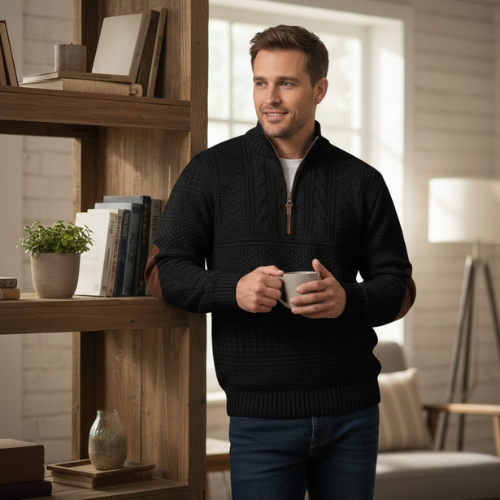 Men's Heritage Pattern Sweater l Quarter Zip