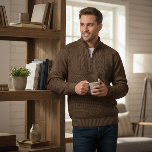 Men's Heritage Pattern Sweater l Quarter Zip