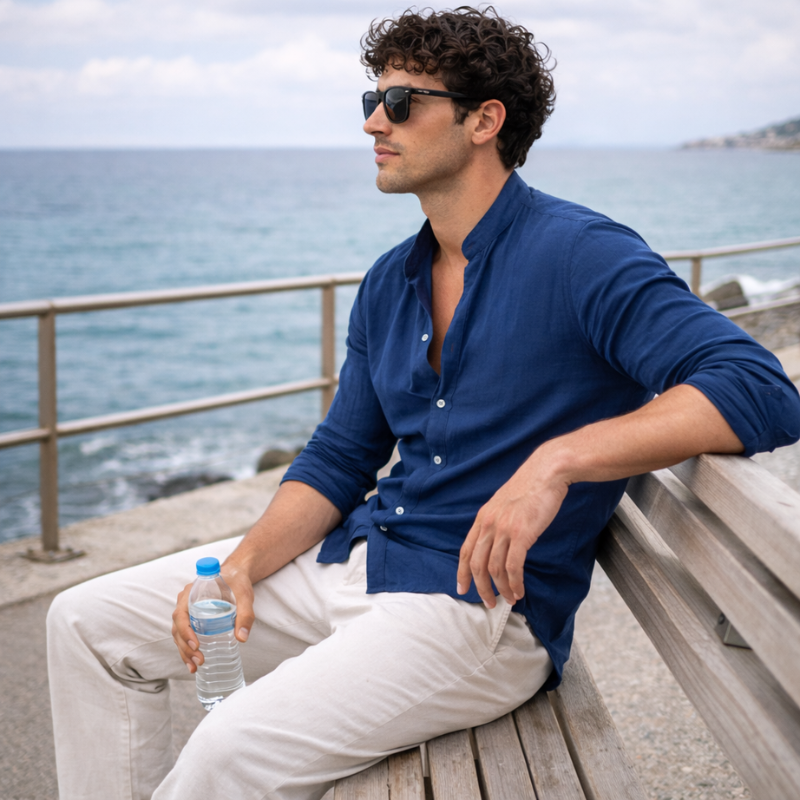 Men’s Slim Fit Long Sleeve Shirt | Button Front