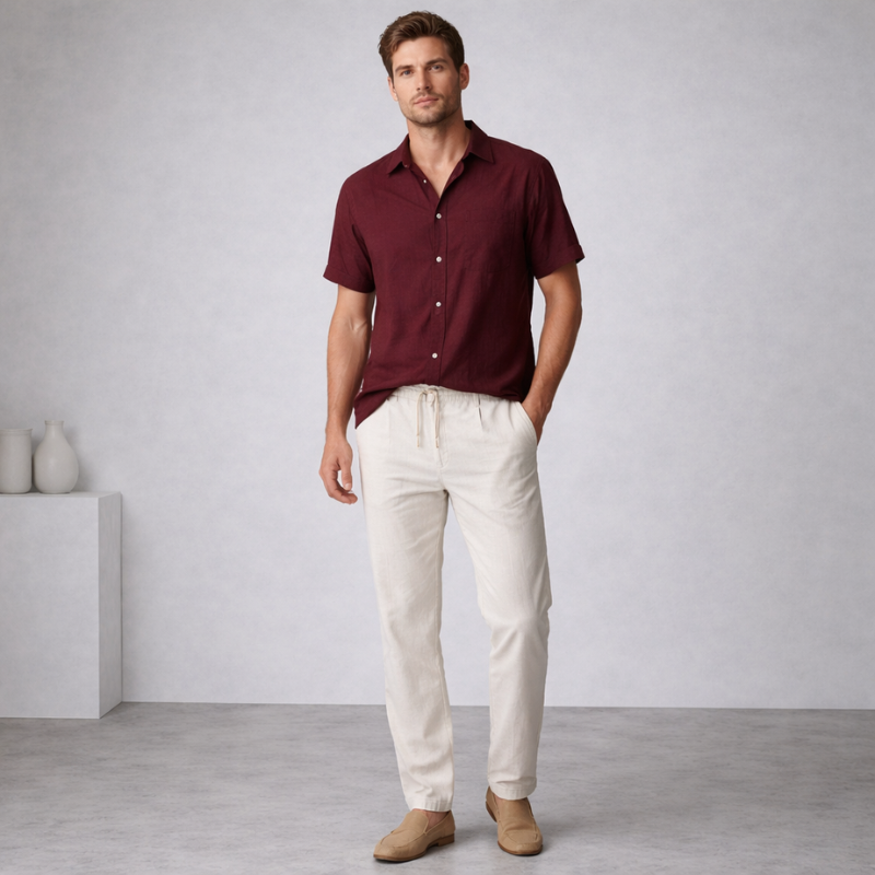 Men’s Short Sleeve Shirt And Pant Set | Two Piece