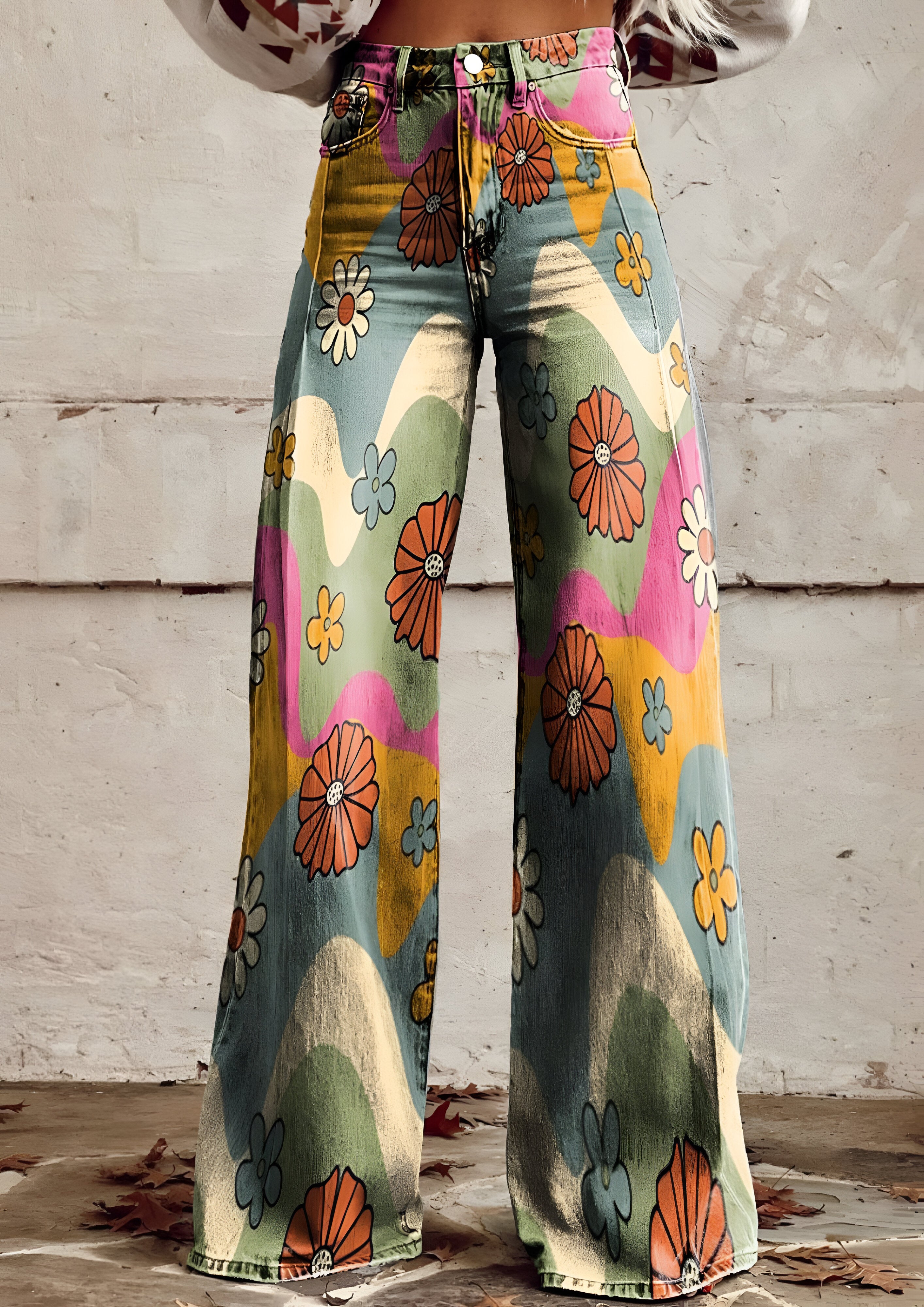 Floral Baggy Jeans | Women's Loose Fit