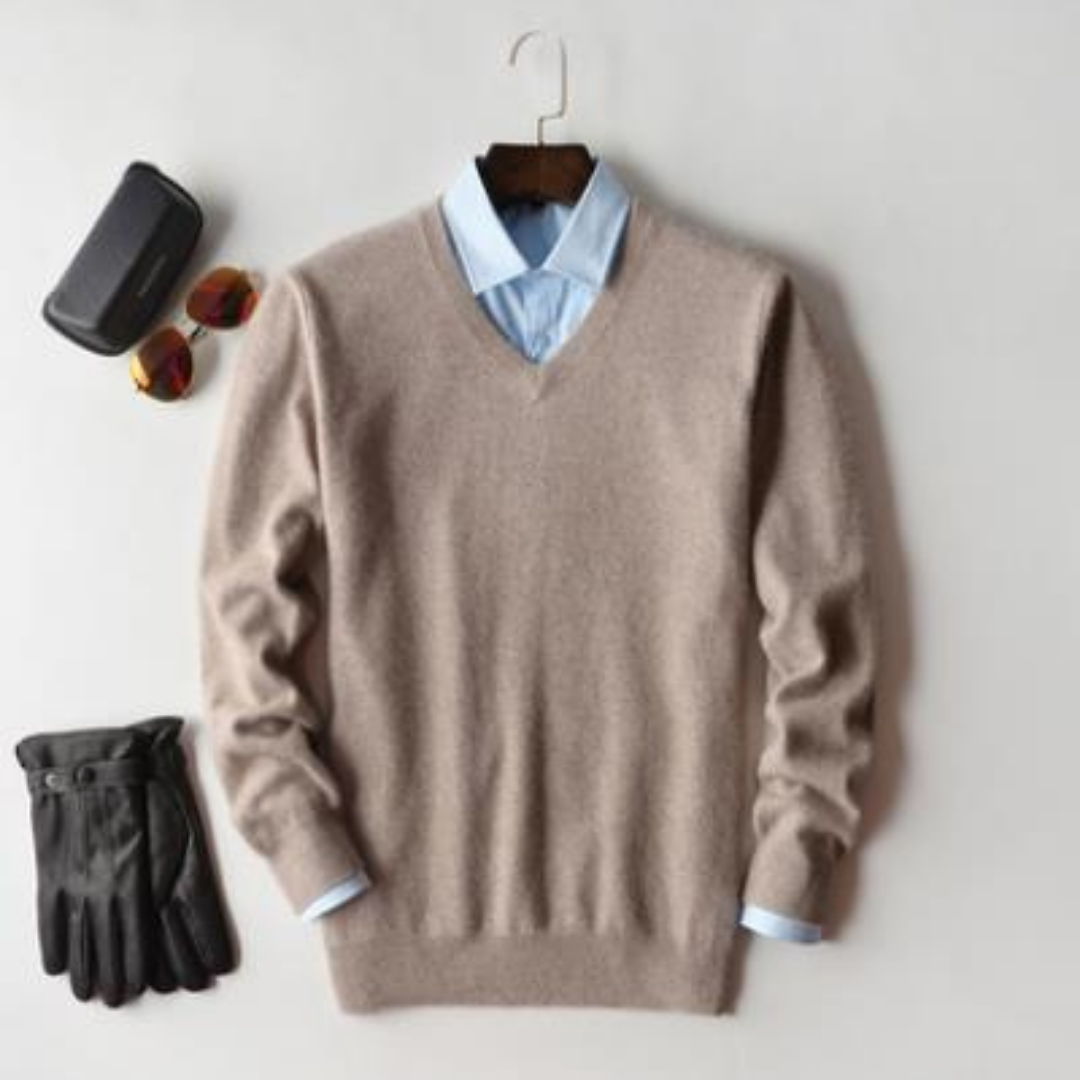 V-Neck Jumper | Men Plain Minimal Knit