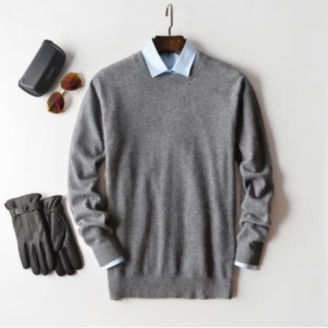 V-Neck Jumper | Men Plain Minimal Knit