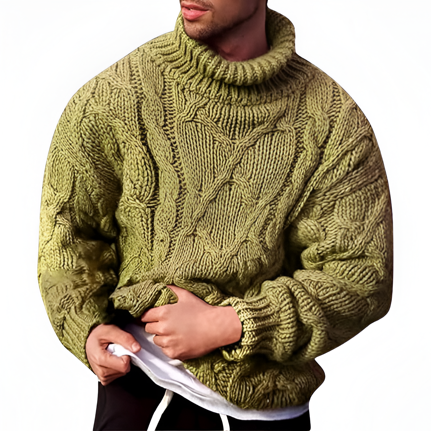 Turtleneck Jumper | Men's Winter Cable Knit