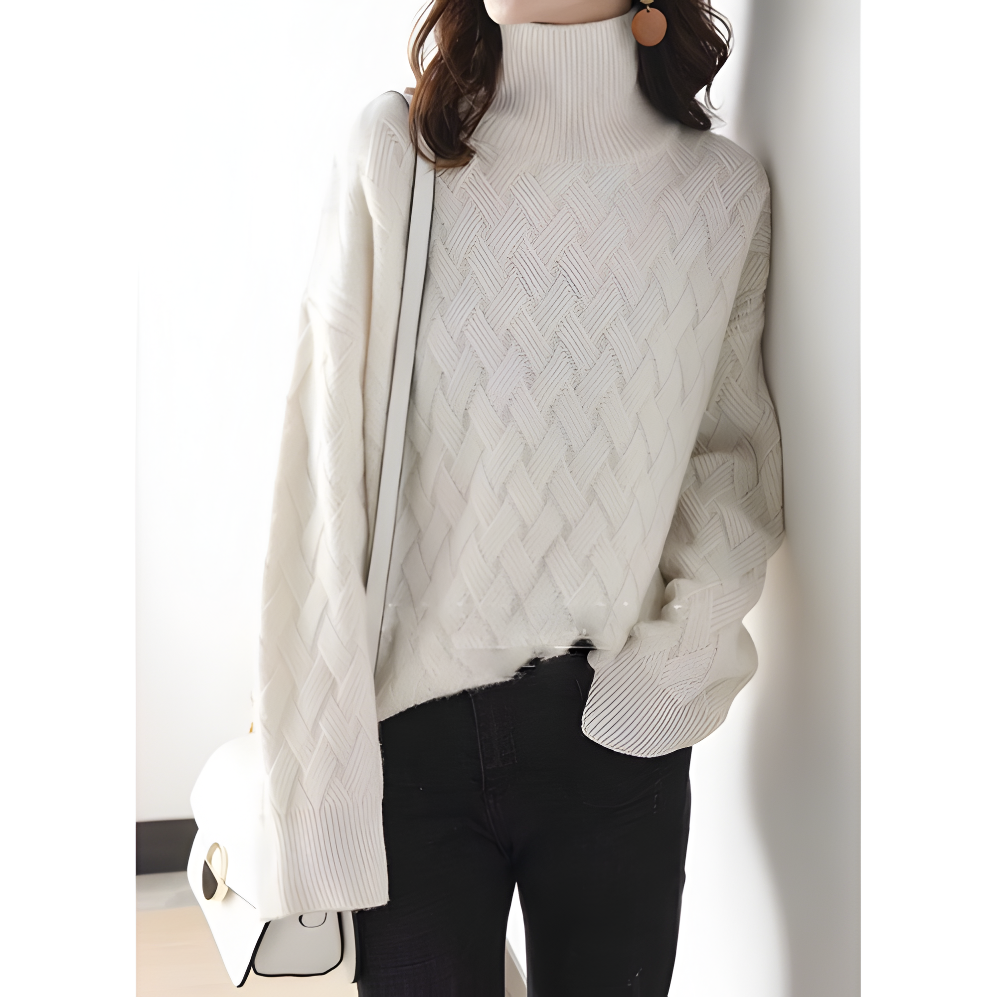 Turtleneck Sweater | Women’s Textured Long Sleeve Knit